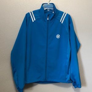 Nashbar cycling jacket Women's Large L blue long sleeve zip front bike coat top
